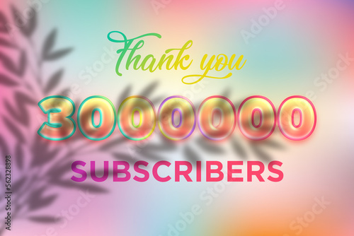 3000000 subscribers celebration greeting banner with Candy color Design