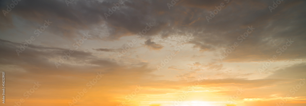 Dramatic sky panorama at sunset