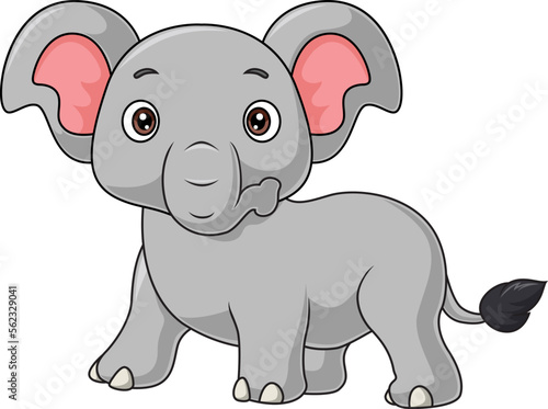 Cartoon baby elephant on white background © artnovielysa