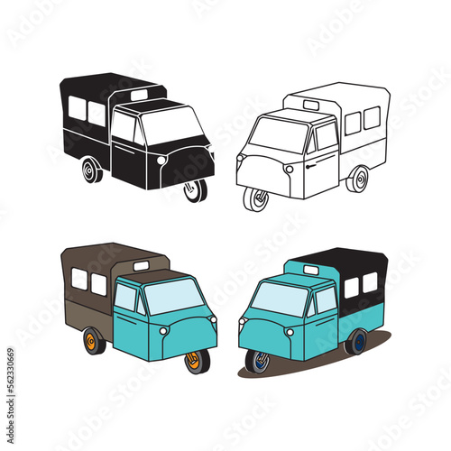 3 wheel motorized rickshaw icon