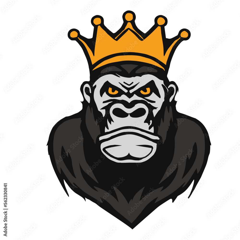 Gorilla with Crown Stock Vector | Adobe Stock