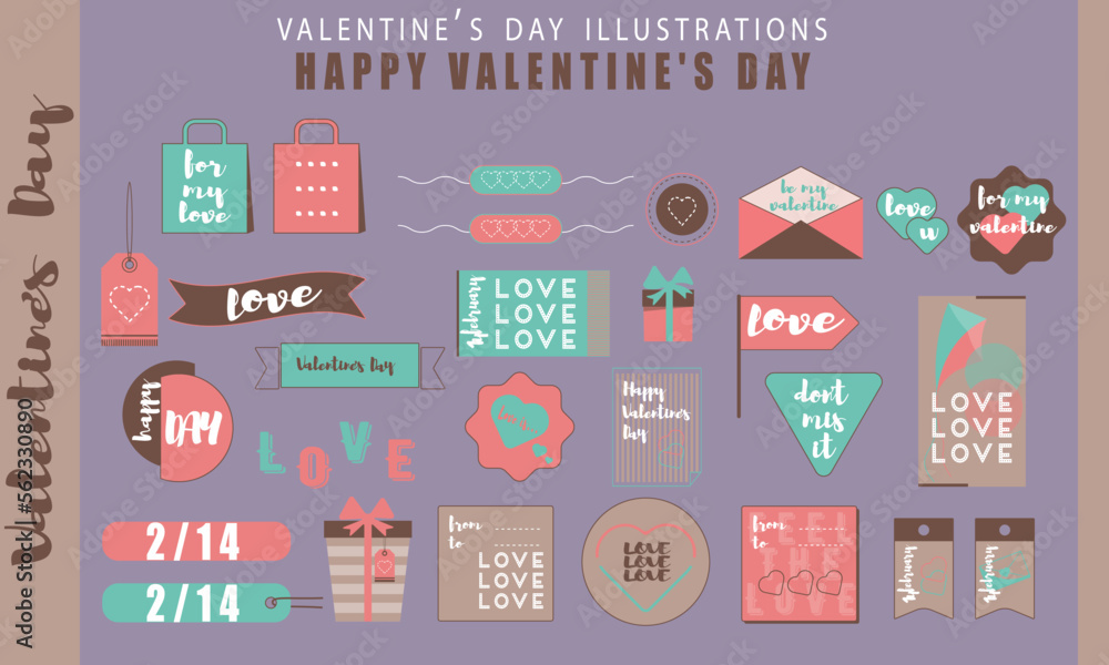 Happy Valentine's Day collection of vector set illustration in minimalist style for sticker, label design, backgrounds, greeting cards, posters, mobil apps, banners, advertisingnt, web, social media. Happy Valentine's Day collection of vector set illustration in minimalist style for sticker, label design, backgrounds, greeting cards, posters, mobil apps, banners, advertisingnt, web, social media.
