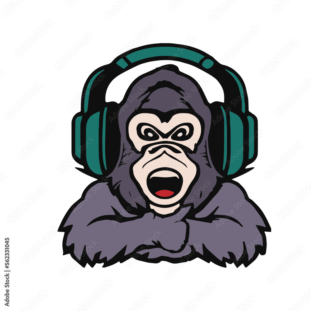 Fototapeta premium Gorilla with Headphone