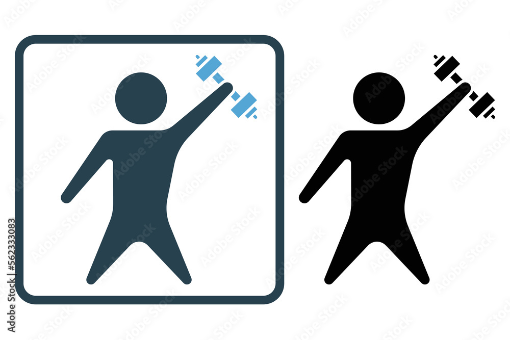Fitness icon illustration. people icon with barbell. icon related to lifestyle, sport. Solid icon style. Simple vector design editable Fitness icon illustration. people icon with barbell. icon related to lifestyle, sport. Solid icon style. Simple vector design editable