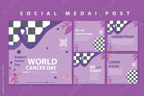 social media post template world cancer day to commemorate world cancer day on february 4th with vector eps 10 format