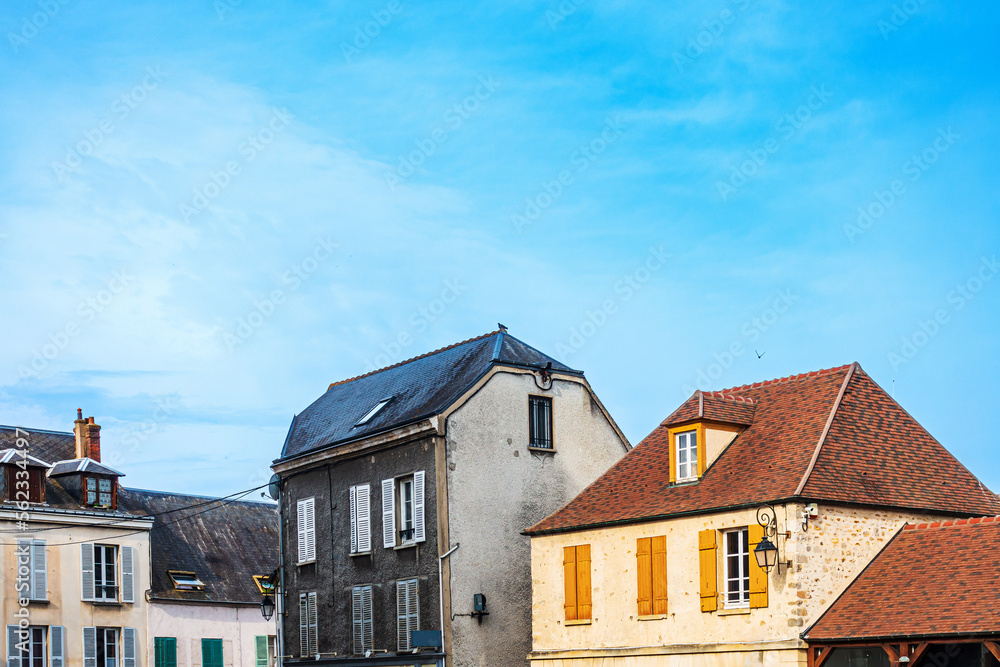 Street view of old village Dourdan in France