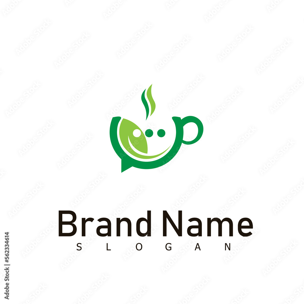 Fototapeta premium green tea cafe chat drink logo