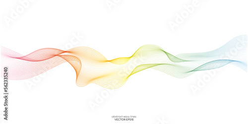Vector wave lines smooth curve flowing dynamic colorful spectrum color isolated on white background for concept of technology, digital, communication, science, music