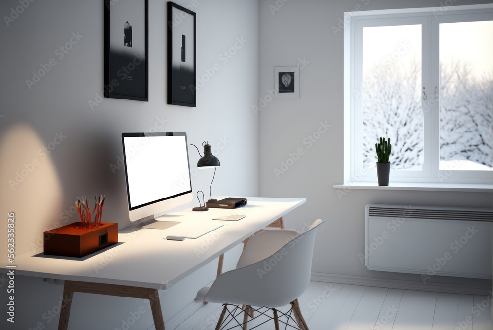 Minimal cozy home work space for work at home interior decoration inspire background. Graphic design illustration generative ai. Minimal cozy home work space for work at home interior decoration inspire background. Graphic design illustration generative ai.