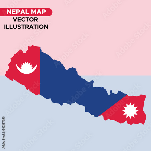 Vector Illustration of Nepal Map inside Flag.