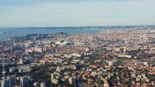 Wallpaper Mural Drone pan view of Marseille city in France Torontodigital.ca