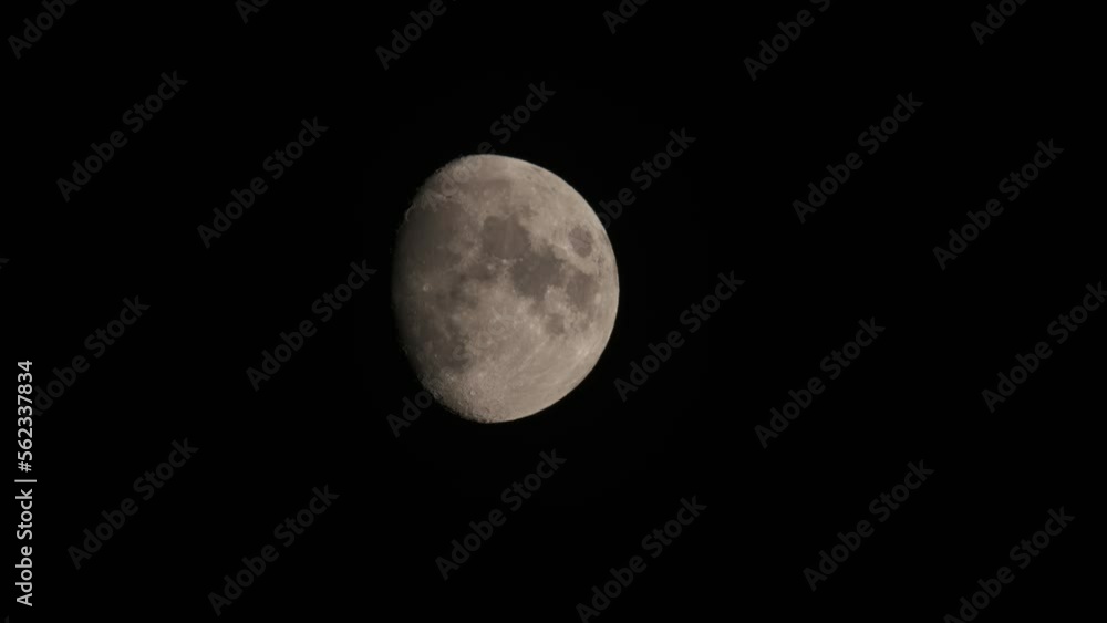 Moon Three Quarter Shimmering Black Night Sky Isolated Moon Three Quarter Shimmering Black Night Sky Isolated