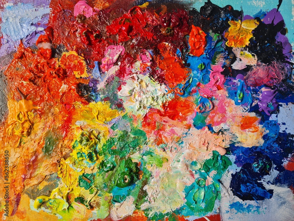 Painting palette, colorful textures, a variety of beautiful colors.