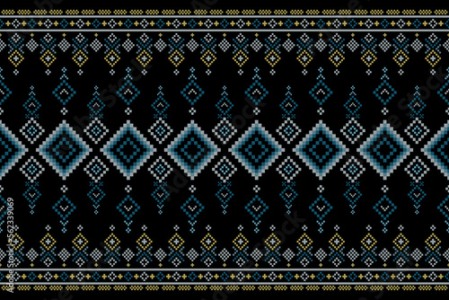 Cross stitch colorful geometric traditional ethnic pattern Ikat seamless pattern abstract design for fabric print cloth dress carpet curtains and sarong Aztec African Indian Indonesian 