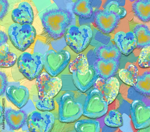 Line art of heart seamless pattern background.