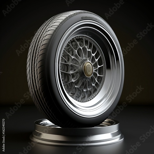 car alloy wheel on black background