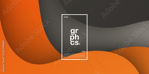 Abstract dark gray and orange wave fluid shape background.Eps10 vector