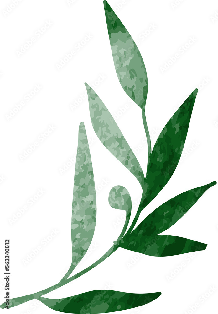 Naklejka premium Watercolor leaf branch