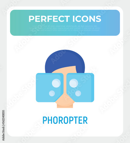 Phoropter flat icon. Medical equipment. Vision examination. Ophthalmology vector illustration.
