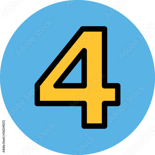 Four number Vector Icon 