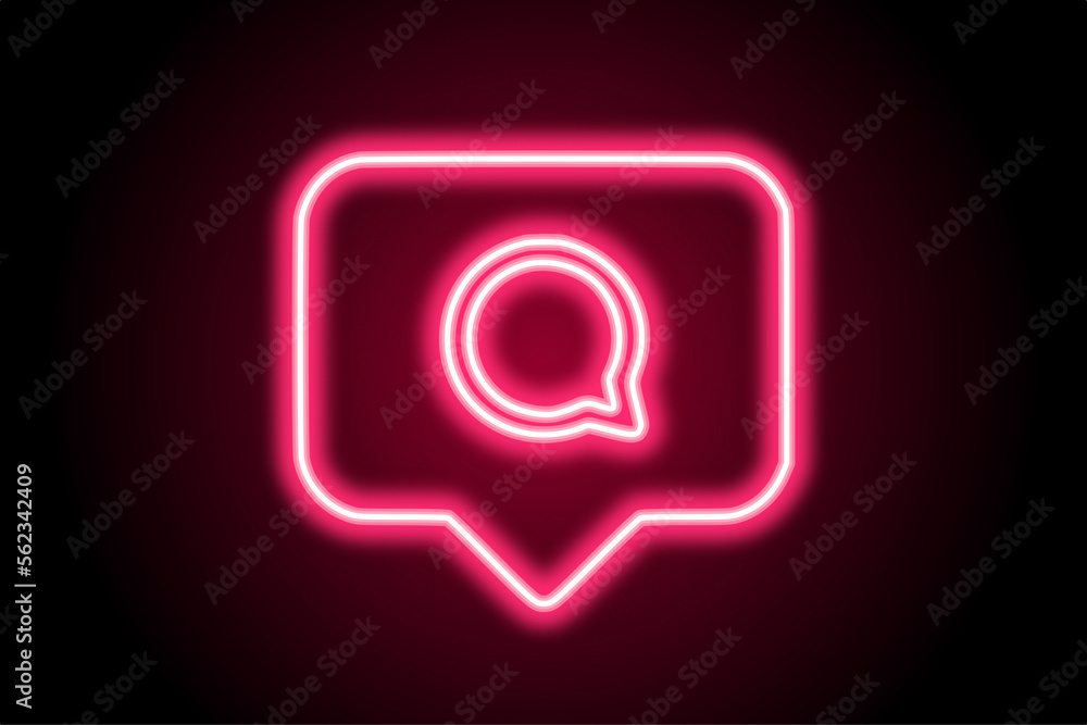 Neon glowing social media notification icon Neon glowing social media notification icon