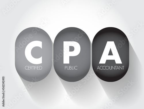 CPA Certified Public Accountant - designation provided to licensed accounting professionals, acronym text concept background