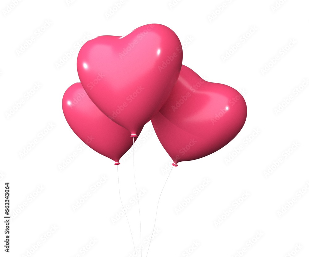 3d icon heart balloons for design illustration