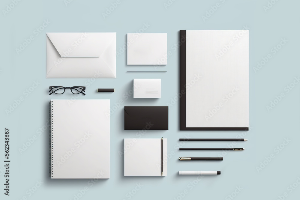 Generative AI illustrations.Empty clean branding stationery mockup template. Generative AI illustrations. Generative AI illustrations.Empty clean branding stationery mockup template. Generative AI illustrations.