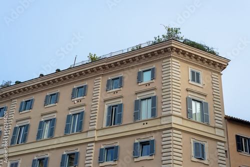 Tenement, building, house, architecture. Windows, facades, Rome. 