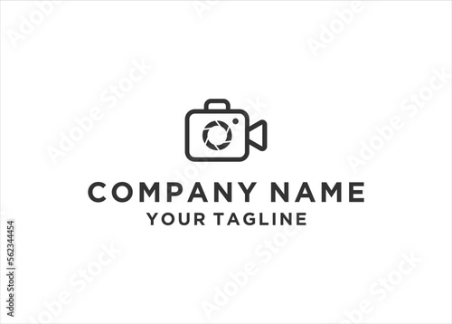 suitcase logo and camera film logo design vector template