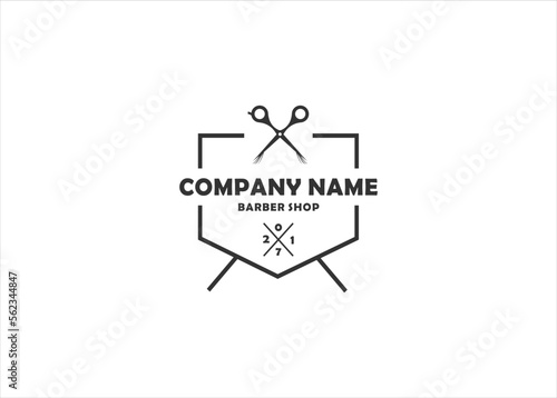 Barbershop simple minimalist logo design with elegant ornament