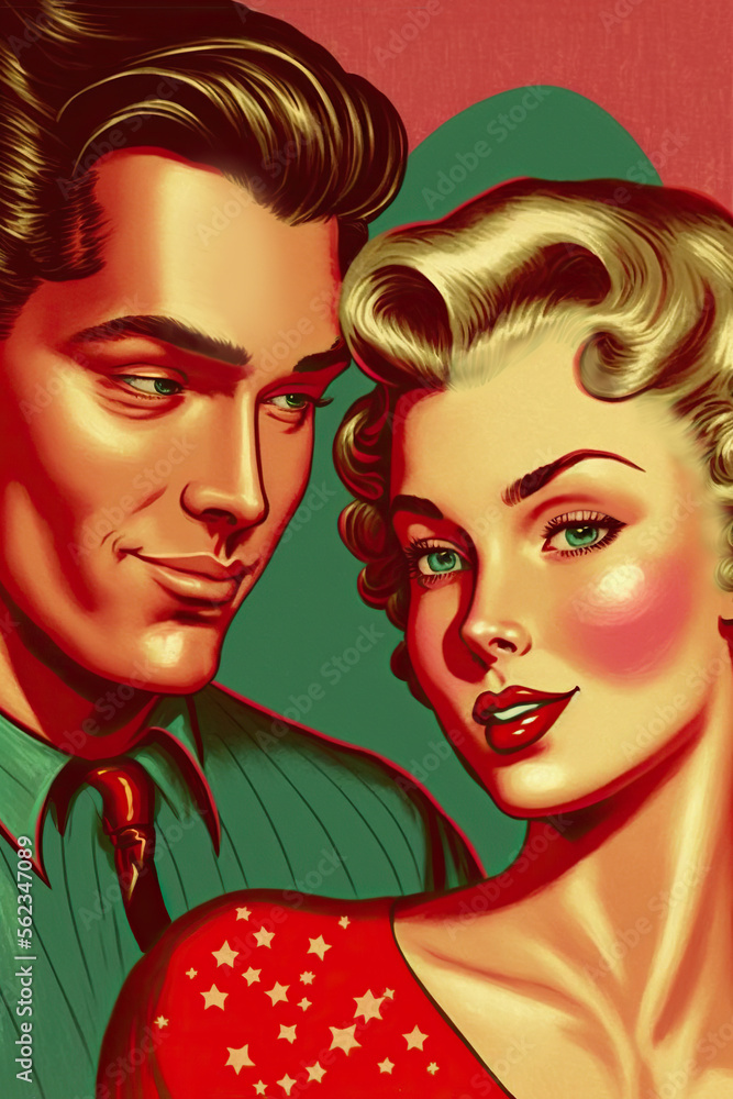 Fototapeta premium 1950s pinup valentine heart poster