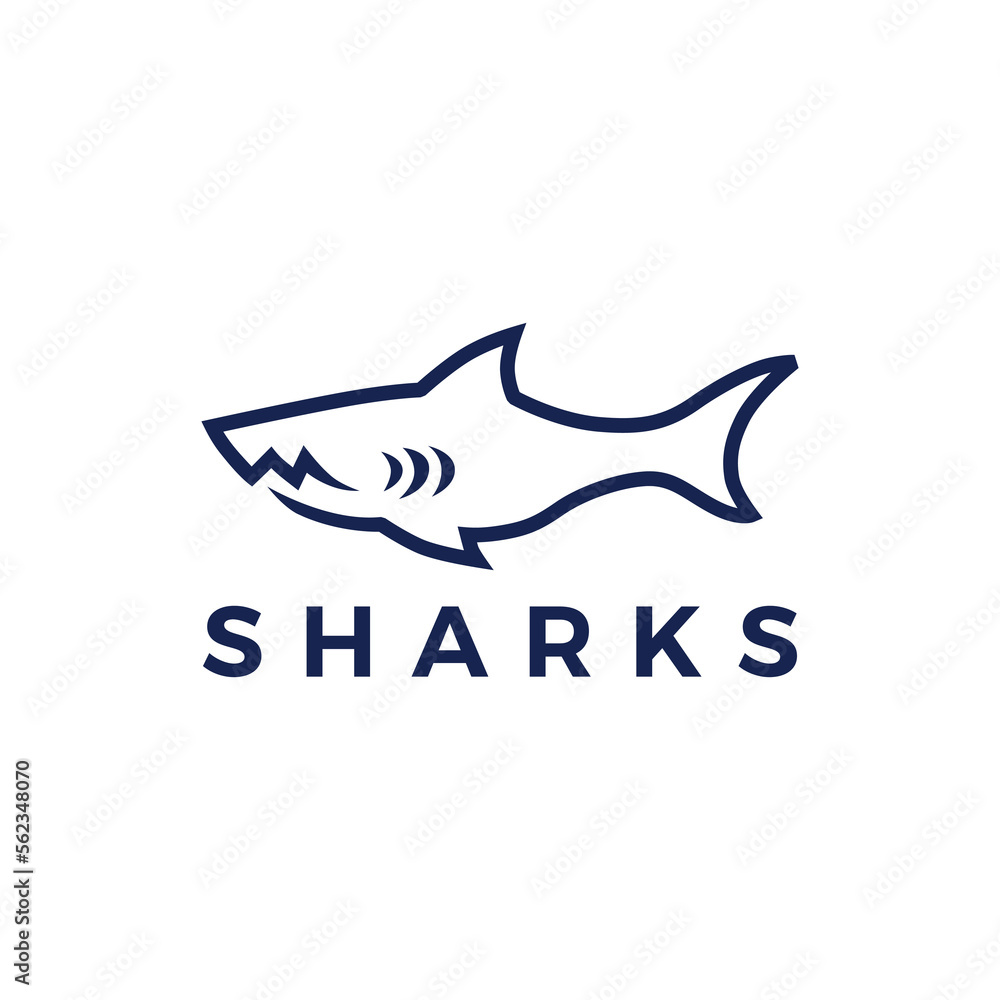 shark monoline line art logo vector icon illustration shark monoline line art logo vector icon illustration