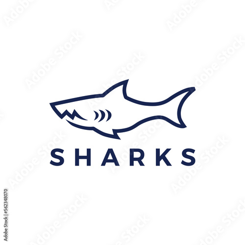 shark monoline line art logo vector icon illustration