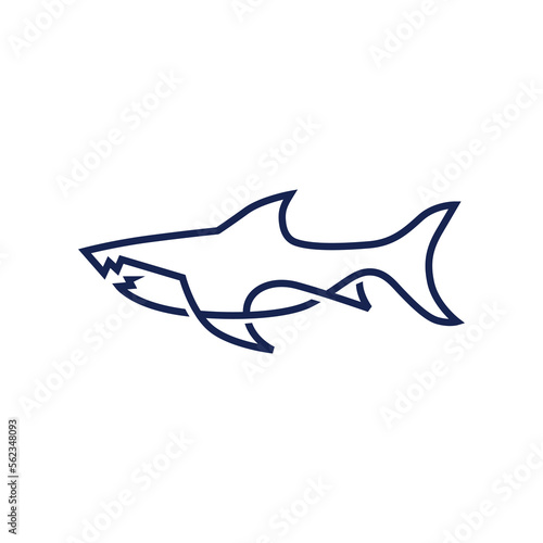 shark monoline line art logo vector icon illustration