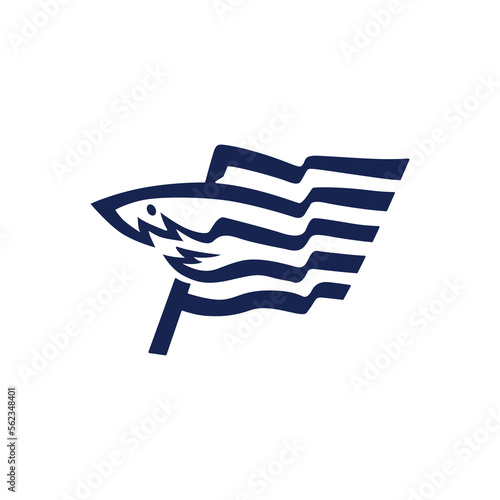 shark flag logo vector icon illustration