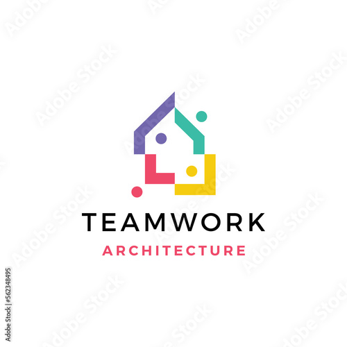 house home people human team work family logo vector icon illustration