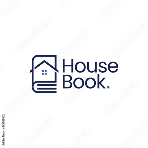 book house home library logo vector icon illustration