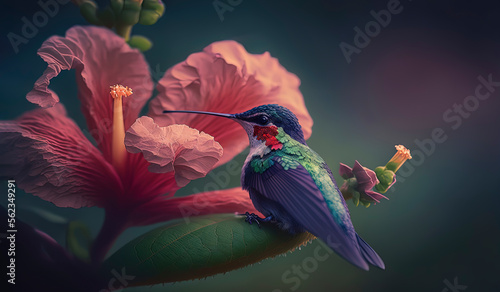 hummingbird feeding on a flower