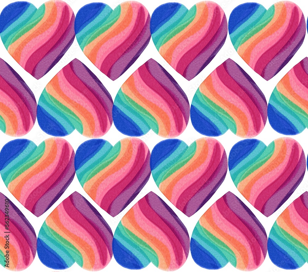 Obraz premium Line art of heart seamless pattern background.