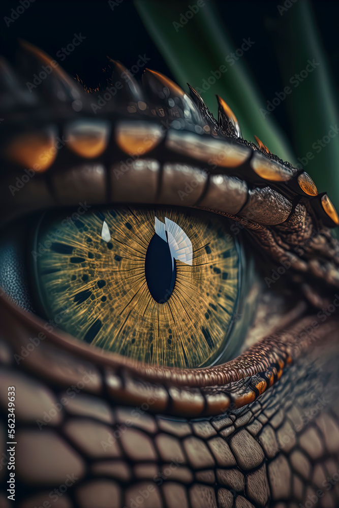 detailed macro photography of a orinoco alligator eye, alligator eye close-up