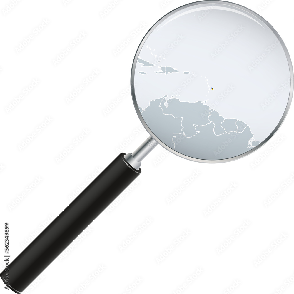 Barbados map with flag in magnifying glass. Barbados map with flag in magnifying glass.