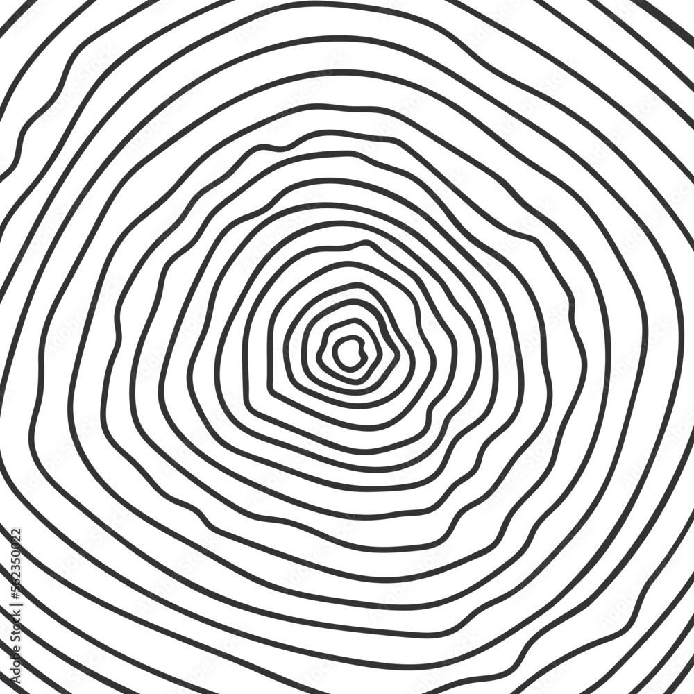 Trunk cross section texture. Tree rings in doodle style. Wooden surface stamp in hand drawn style. Topographic print. Vector graphic illustration. Trunk cross section texture. Tree rings in doodle style. Wooden surface stamp in hand drawn style. Topographic print. Vector graphic illustration.