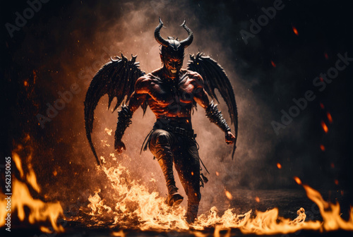 Devil lucifer fire flames. Generative AI