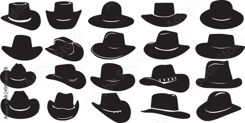 Photo set of cowboy hats Silhouette