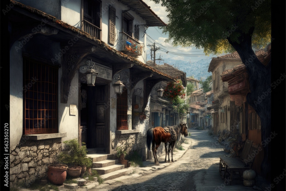 street in the old town, ai generated
