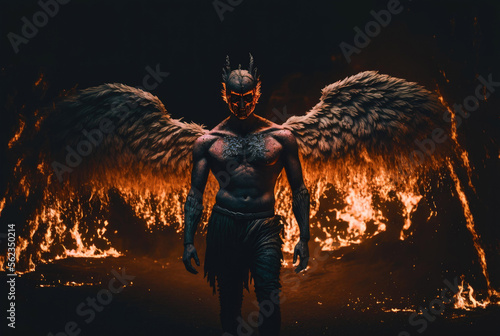 Devil lucifer fire flames. Generative AI