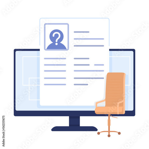 Find potential employee for vacant job position semi flat color vector element. Editable concept. Full sized object on white. Simple cartoon style illustration for web graphic design and animation © The img