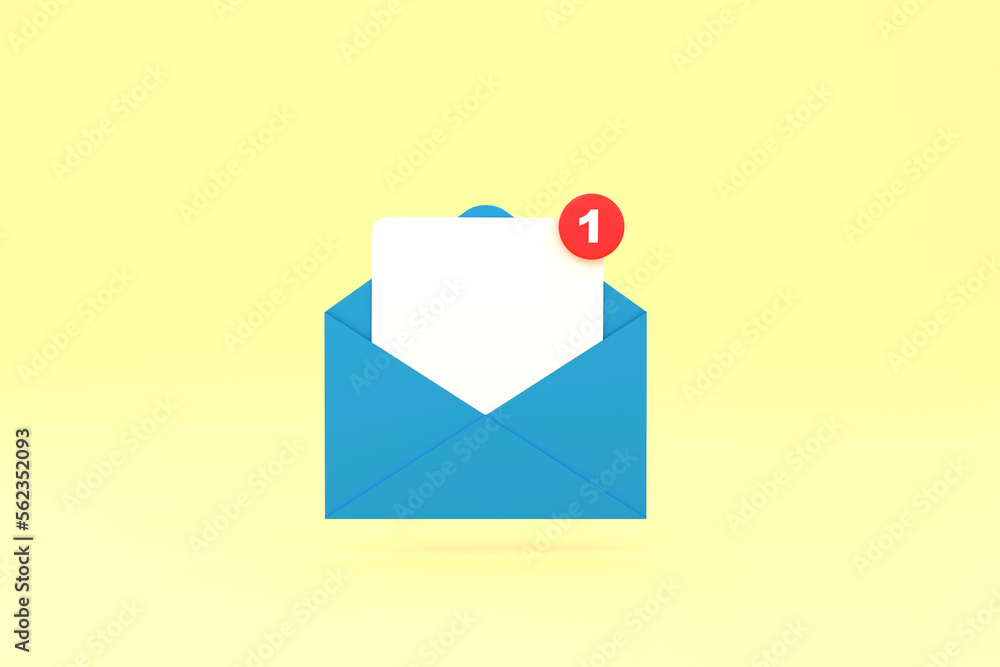 Mail notification one new email message in the inbox concept isolated. Mail notification one new email message in the inbox concept isolated.