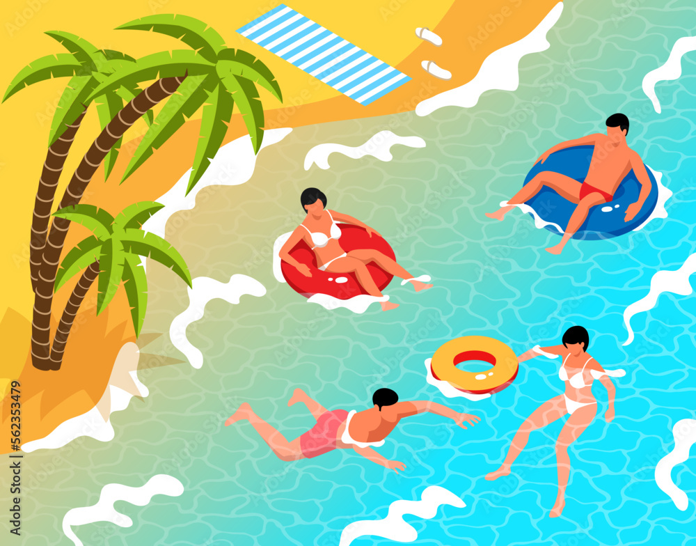 Isometric Tropical Beach Illustration